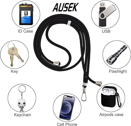 AUSEK Cell Phone Lanyard，Phone Strap，Lanyard with Adjustable Nylon Neck Strap for Crossbody Or Hanging Around The Neck (Rose Gold)