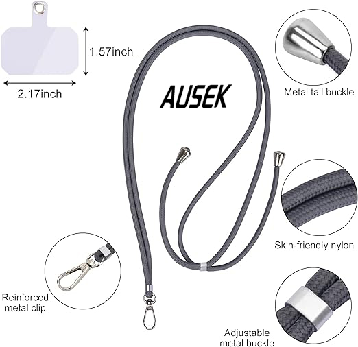 AUSEK Cell Phone Lanyard，Phone Strap，Lanyard with Adjustable Nylon Neck Strap for Crossbody Or Hanging Around The Neck (Rose Gold)
