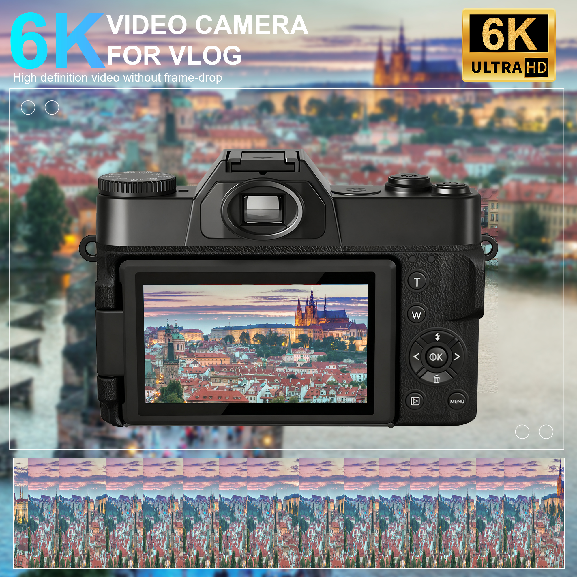 AC-WD02 Digital Camera with 4K 60FPS and External Mic Support