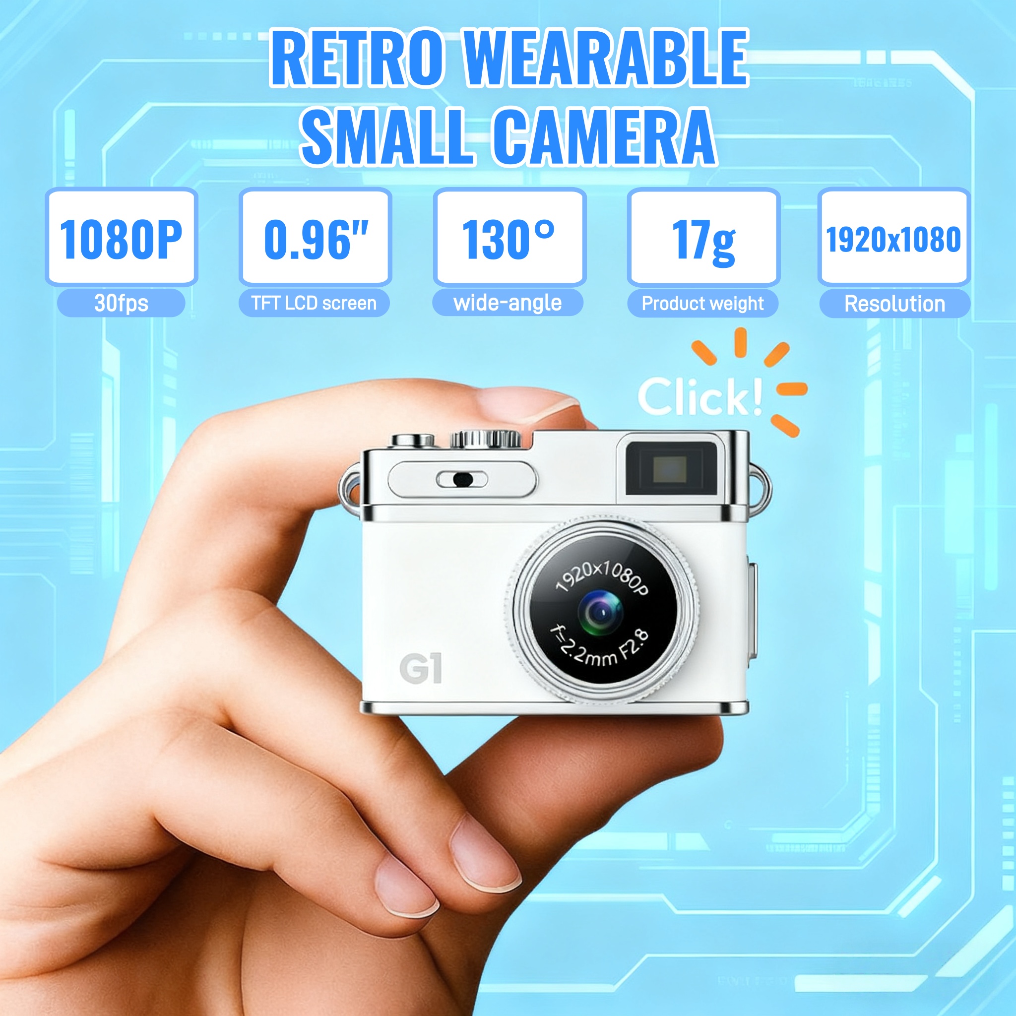 AC-G1 mini camera 0.96 Inch Screen 1080P FHD Keychain Video Recorder Necklace Pendant Retro Digital Camera