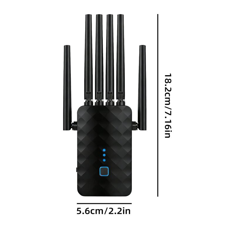 Ourlife 2026 6-Antenna Dual Band WiFi Range Extender, 2.4GHz & 5GHz Signal Booster Repeater with 1200Mbps Speed, Wall-Through WiFi Amplifier, Ethernet Port, Repeater & AP Mode (Black)