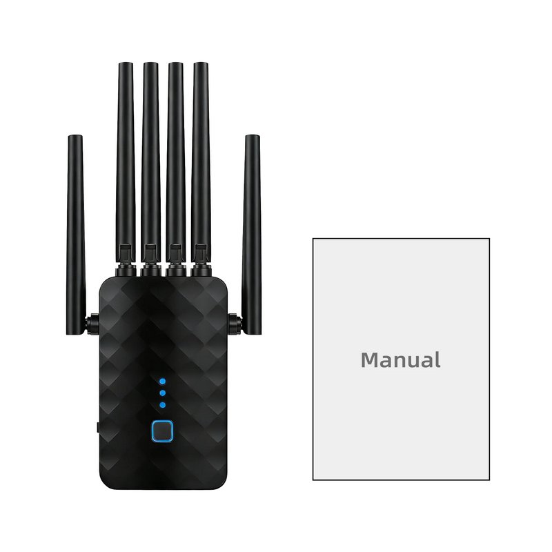 Ourlife 2026 6-Antenna Dual Band WiFi Range Extender, 2.4GHz & 5GHz Signal Booster Repeater with 1200Mbps Speed, Wall-Through WiFi Amplifier, Ethernet Port, Repeater & AP Mode (Black)