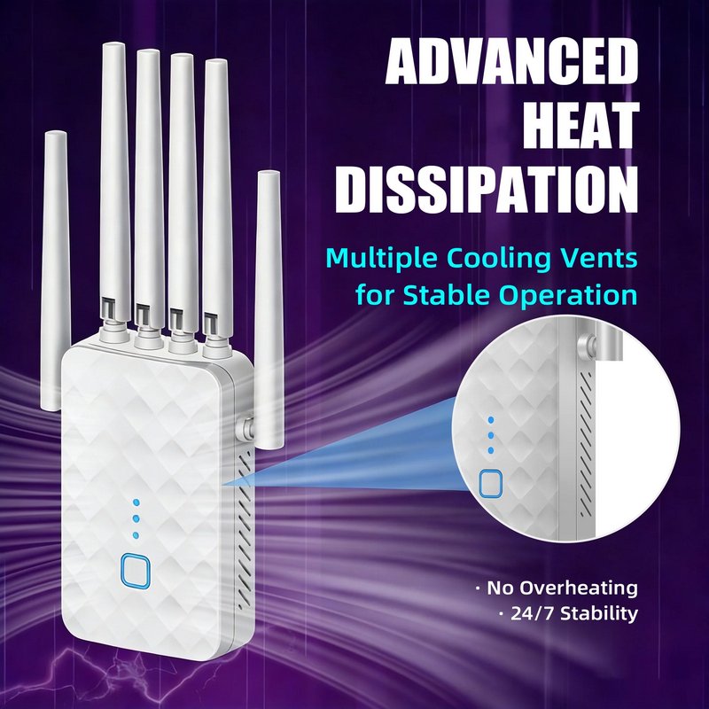 Ourlife 6-Antenna Dual Band 2026 WiFi Range Extender, 2.4GHz & 5GHz Signal Booster Repeater with 1200Mbps Speed, Wall-Through WiFi Amplifier, Ethernet Port, Repeater & AP Mode (White)