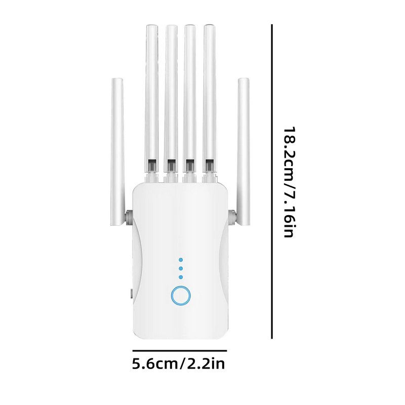 Ourlife 2026 Dual Band WiFi Range Extender with 6 External Antennas, AC1200 Signal Booster Repeater, 2.4GHz & 5GHz, Ethernet Port, Wall Plug WiFi Amplifier(White).