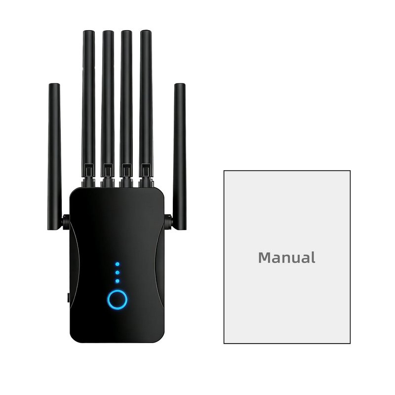 Ourlife 2026 Dual Band WiFi Range Extender with 6 External Antennas, AC1200 Signal Booster Repeater, 2.4GHz & 5GHz, Ethernet Port, Wall Plug WiFi Amplifier (Black)