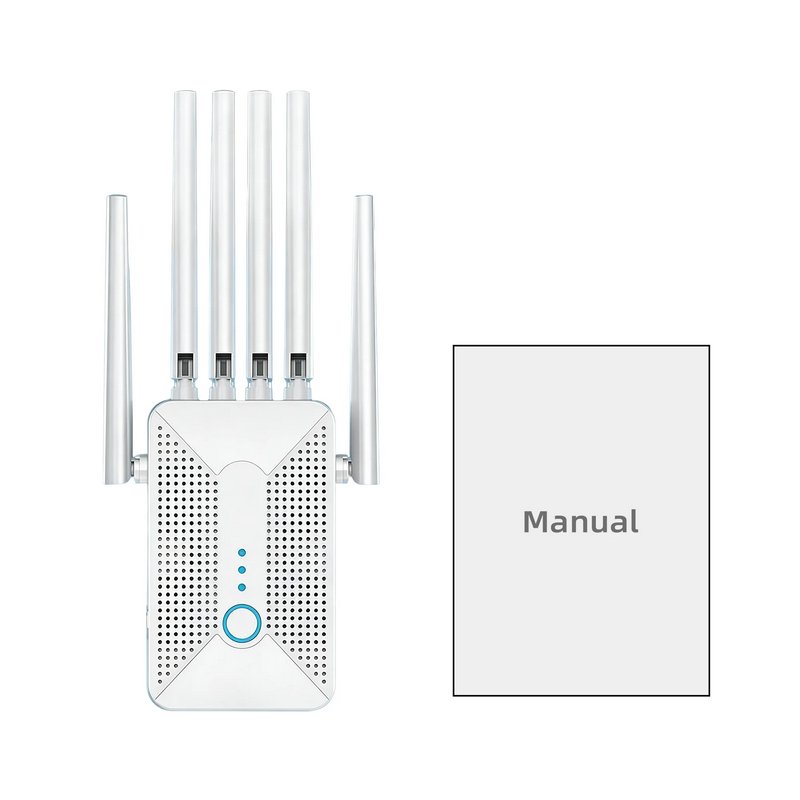 6 External Antennas Ourlife 2026 Dual Band WiFi Range Extender, AC1200 2.4GHz & 5GHz Signal Booster with Ethernet Port, Ventilated Cooling Design (White).