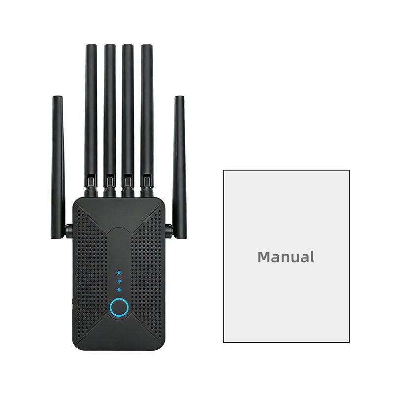 6 External Antennas Ourlife 2026 Dual Band WiFi Range Extender, AC1200 2.4GHz & 5GHz Signal Booster with Ethernet Port, Ventilated Cooling Design (Black).